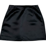 Contempo Casuals Vintage  Black Satin Mini Skirt Side Zippers Size Large Photo 0