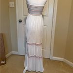 Old Navy  Chic Strapless White Dress with Pink and Blue Details and Lined Bottom Photo 2