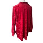 Diane Von Furstenberg NWOT, Vintage  Red Velour Button Down Tunic Top, Sz 1X Photo 7