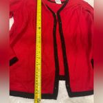 Sag Harbor  red cardigan attached shell sweater top black beading woman’s small Photo 3