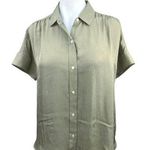 Everlane Green Relaxed Fit Button Up Collar Short Sleeve Shirt Blouse Top Size 2 Photo 0