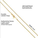 1mm Rope Chain Necklace 24k Real Gold Plated for Women and Men Photo 3