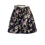 Alya Women’s Cherry Blossom Size L A Line Black Pleated Mid Length Floral Skirt Photo 1