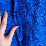 Diane Gilman 100% Linen Button Front Skirt Tropical Print Blue Women's Medium Photo 3