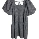 Nasty Gal  Size 0 Gingham Print Tired Puff Sleeve Dress Black White Check Milkmaid Photo 2