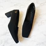 Stuart Weitzman  Vintage Square Toe Black Pumps Stretch 80s 90s High Heels 6.5 Photo 0
