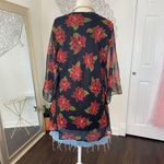 Witchy Whimsygoth Black Red Beaded Sheer Mesh 3/4 Sleeve Blouse XL Petite Size undefined Photo 6