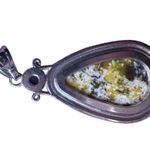 NWT Silver Teardrop Gemstone Pendant Unique Natural Pattern Bohemian Artisan Photo 2