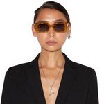 SZADE NIB Dart Sustainable On Trend Rectilinear Burnt Honey/Cherry Cola Sunglass Yellow Photo 0