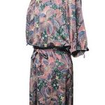 Vtg 1970s Dusty Purple Floral Gathered Sleeve Blouson Top Knee Length Dress 12 Photo 0