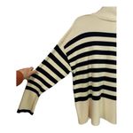 ZARA Womens Medium Striped Turtleneck Sweater Cream Navy Long Sleeve Chunky Knit Photo 8