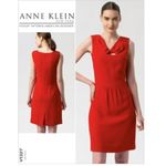 Anne Klein Red Lined Sleeveless Wool Blend Dress with Twisted Bodice Size 6 Photo 1