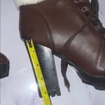 Bamboo Brown High Heel Ankle Boots with Faux Fur Cream Cuff By  8.5 Photo 3
