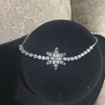 Macy's NWT Sterling  Silver Snowflake Swarovski Adjustable Tennis Bracelet Photo 0