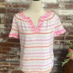 Vineyard Vines  White With Pink Stripe Short Sleeve Embroidered Shirt Size XS Photo 1