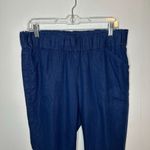 J.Jill  Pure Jill Linen Drawstring Crop Pants Navy Blue Medium Petite Photo 3