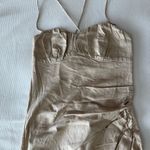 ZARA Beige Linen Dress With Slit Detail And Strappy Open Back From Italy Photo 1
