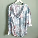Cynthia Rowley 100% Linen Tie Dye Boho Hoodie Red White Blue M Photo 2