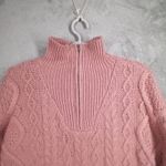Lucky Brand  S Pink Cable Knit Quarter Zip Cropped Pullover Sweater Cottagecore Photo 4