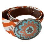Loopty Loo Western Buckle with Animal Print Fabric Belt Brown Photo 2