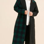 Hutch Green and Black Plaid Coat - Size M Photo 0