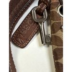 Fossil  Signature Marlow Crossbody Bag Brown Floral Leather Trim Fabric 8.5"x9" Photo 1
