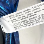 ZARA  Blue Metallic Laminated Long Sleeves Front Cutouts  Bodysuit Size Medium Photo 3