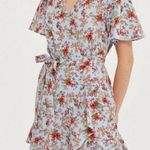 Topshop  Confetti Floral Wrap Tea Dress Light Blue Multicolor Size 6 Photo 0