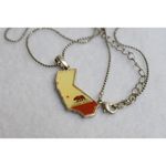Source Unknown California Republic Enamel Inlay Silver Tone Pendant Necklace Photo 2