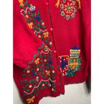 Work in Progress Red Knit Christmas Sweater Button Down Tree Size XL Womens Photo 3
