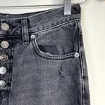 Free People We The  Jeans 26 Black Cropped Blossom Rigid Distressed Button‎ Fly Photo 4