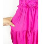 J.Crew  Sevilla Hot Pink Tiered Midi Dress Size Small Stretch Sleeveless Cotton Photo 9