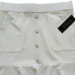 NYCC Ivory Pockets Enamel Buttons Flounce Hem Trumpet Skirt Size Medium NEW White Photo 3