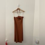Abercrombie & Fitch  satin halter midi dress in rust orange Photo 3