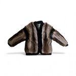 Reversible Silver Fox With Black Trim Fur Bomber Jacket Oversized Unisex M/L VTG Size L Photo 1