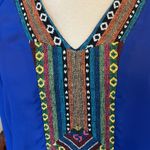 West 36th Top Royal Blue Shirt Silky Embroidered Womens M Size M Photo 2