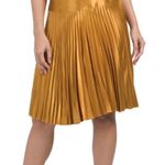 Vertigo Gold Shimmery Holiday Party Pleated Midi Skirt NWT Photo 0