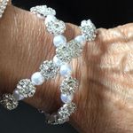 Badgley Mischka New  X Shaped Pearl & Crystal Brace Photo 0