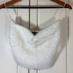 Cotton Candy LA White Fuzzy‎ Bandeau Crop Top Y2K Stretch Large Sexy Coquette Photo 0