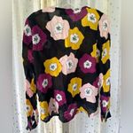Ava Sky Fighting Eel Women's Floral Hawaiian Faux Wrap Long Sleeve Blouse Top S Black Photo 3