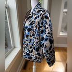 Alfred Dunner Navy Blue White Graphic Floral Quilted Jacket Lightweight Coat 14 Photo 2