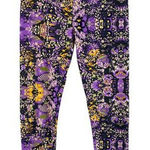 LuLaRoe  Leggings Womens One Size Small Black Purple Polyester Floral Soft Photo 0