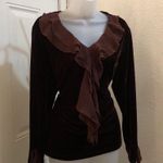 Susan Lawrence Y2K Gothic Whimsygoth Fairy Brown velvet long flare bell sleeve top shirt blouse ruffle neckline sleeves #boho #country #western  Photo 2