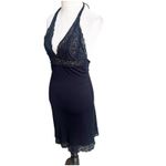 City Triangles  Y2K Black Lace Trim Mini Dress Size Small Halter Neck Whimsygoth Photo 2