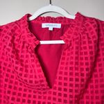 Sugar Lips Gretna Organza Check Puff Sleeve Blouse Red M Photo 3