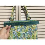 Vera Bradley Green/Blue/White Floral Shoulder Tote Bag Silver Hardware Pockets Photo 1