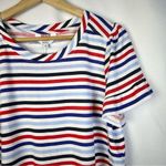 Crown & Ivy  Blue & Red Stripe Short Flutter Sleeve Top M Photo 2