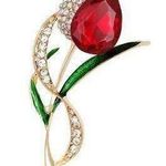 Elegant Crystsl Flower Brooch Pin for Women Gold Photo 0