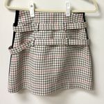 Maje  Ioldi Checkered High Rise Belted A-Line Mini Skirt Cream/Black Women 36 / 4 Photo 3