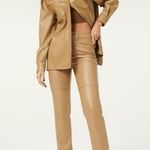 Good American  Vegan Leather Split Back Shirt Jacket Shacket Warm Caramel Medium Photo 4